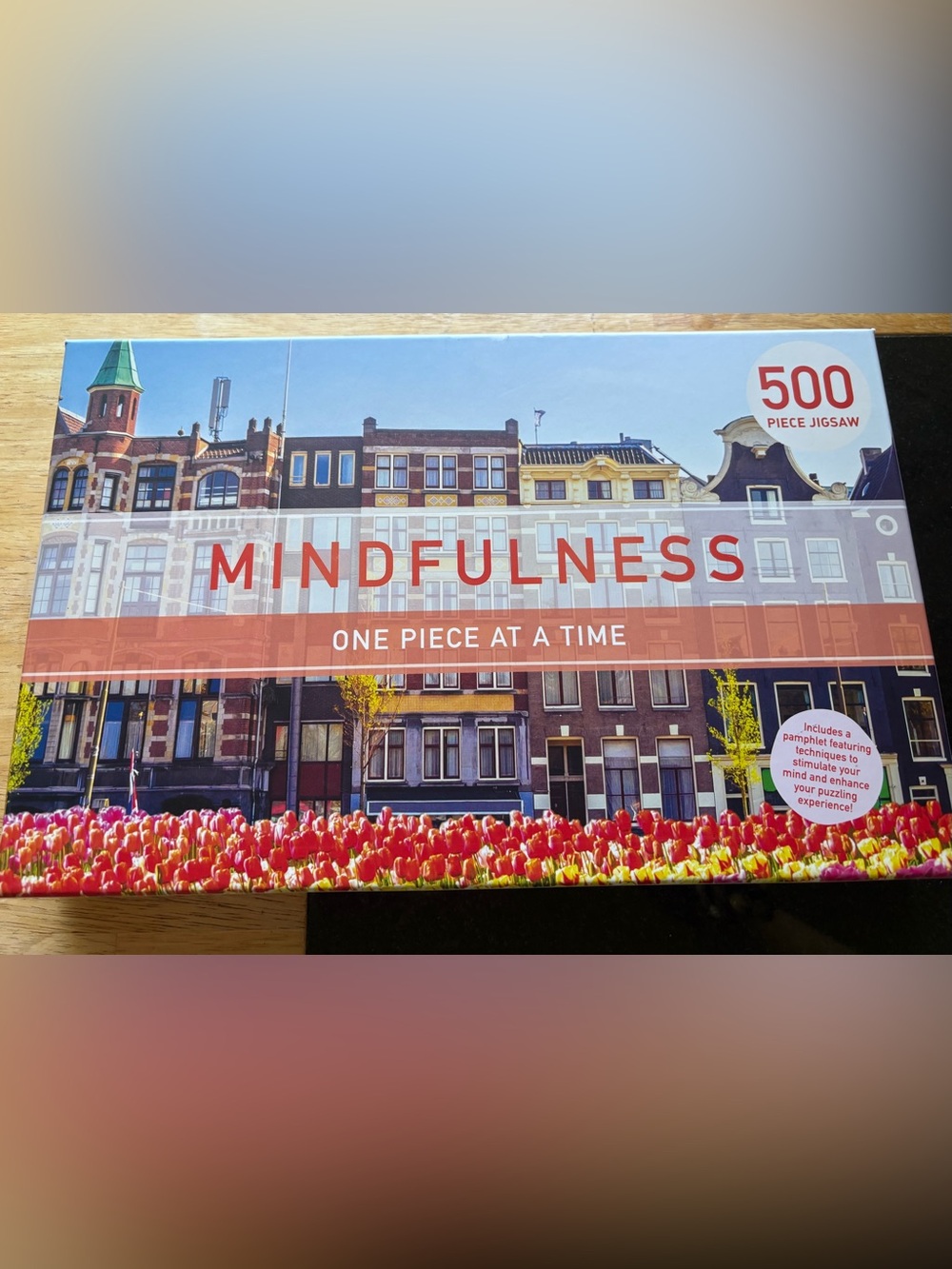 Mindfulness - One Piece at a Time 500-Piece Puzzle - Red Tulips, Amsterdam